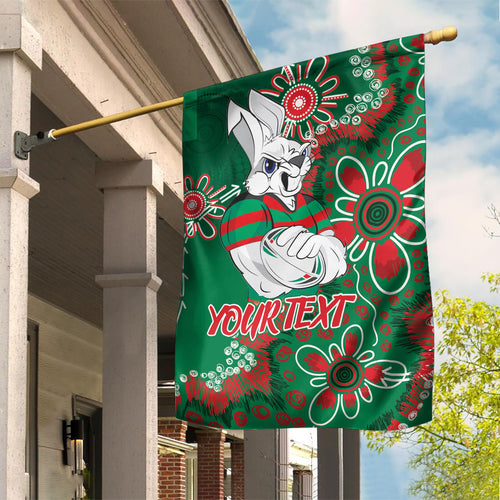 Personalised Rabbitohs NAIDOC Week 2024 Garden Flag Aboriginal Fire Burning Sparks