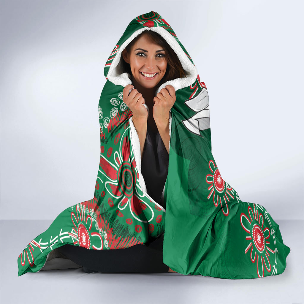 Personalised Rabbitohs NAIDOC Week 2024 Hooded Blanket Aboriginal Fire Burning Sparks