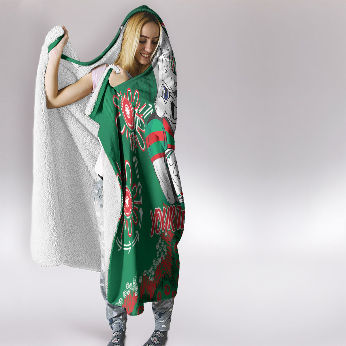 Personalised Rabbitohs NAIDOC Week 2024 Hooded Blanket Aboriginal Fire Burning Sparks