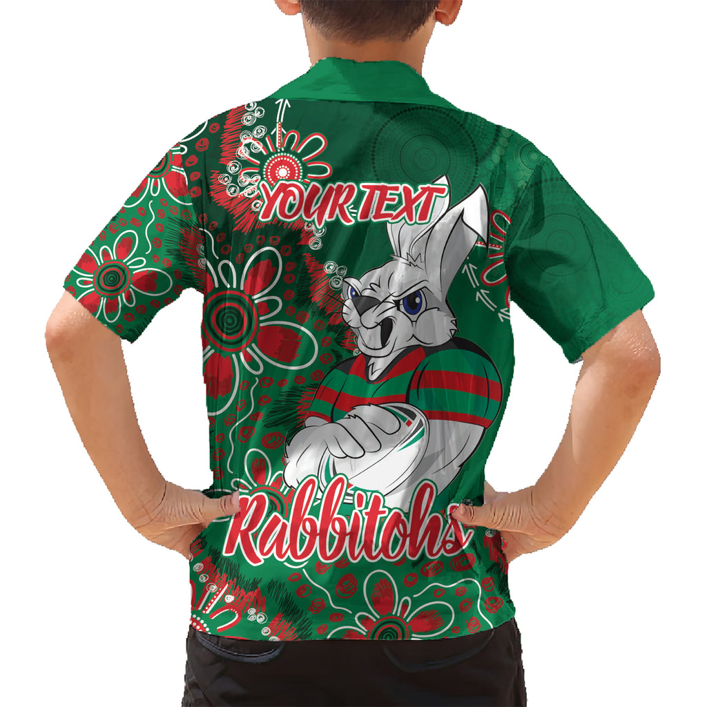 Personalised Rabbitohs NAIDOC Week 2024 Kid Hawaiian Shirt Aboriginal Fire Burning Sparks
