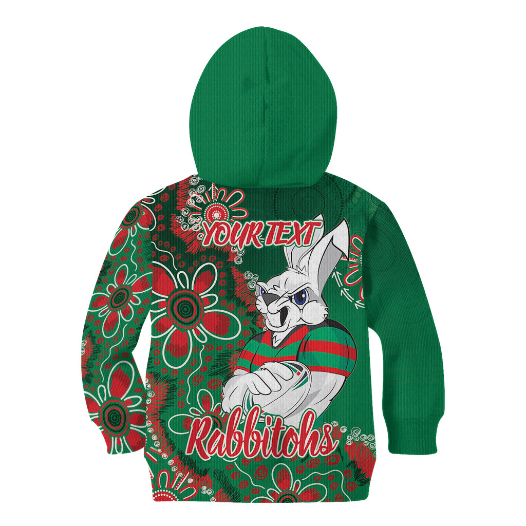 Personalised Rabbitohs NAIDOC Week 2024 Kid Hoodie Aboriginal Fire Burning Sparks