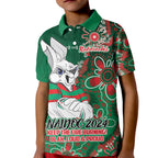 Personalised Rabbitohs NAIDOC Week 2024 Kid Polo Shirt Aboriginal Fire Burning Sparks