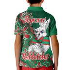 Personalised Rabbitohs NAIDOC Week 2024 Kid Polo Shirt Aboriginal Fire Burning Sparks