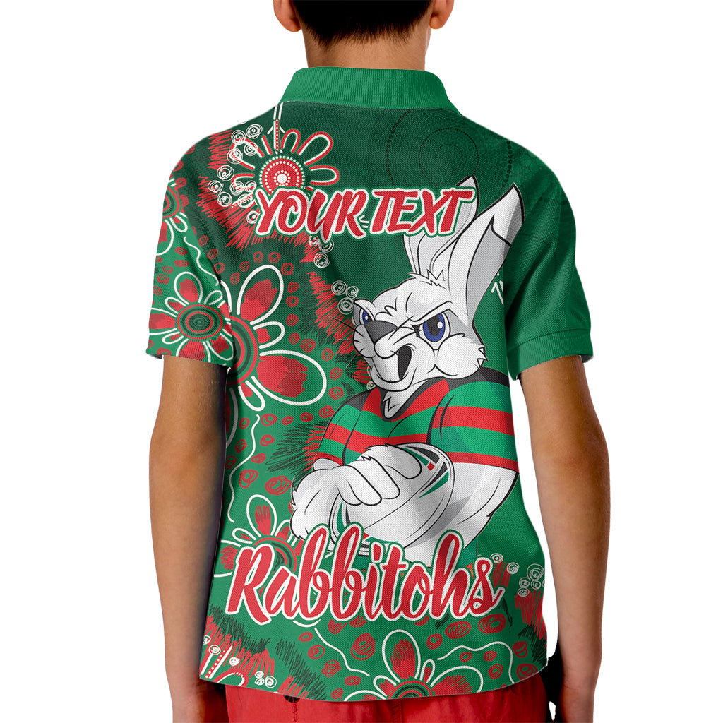 Personalised Rabbitohs NAIDOC Week 2024 Kid Polo Shirt Aboriginal Fire Burning Sparks