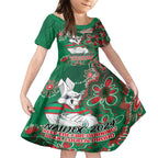 Personalised Rabbitohs NAIDOC Week 2024 Kid Short Sleeve Dress Aboriginal Fire Burning Sparks