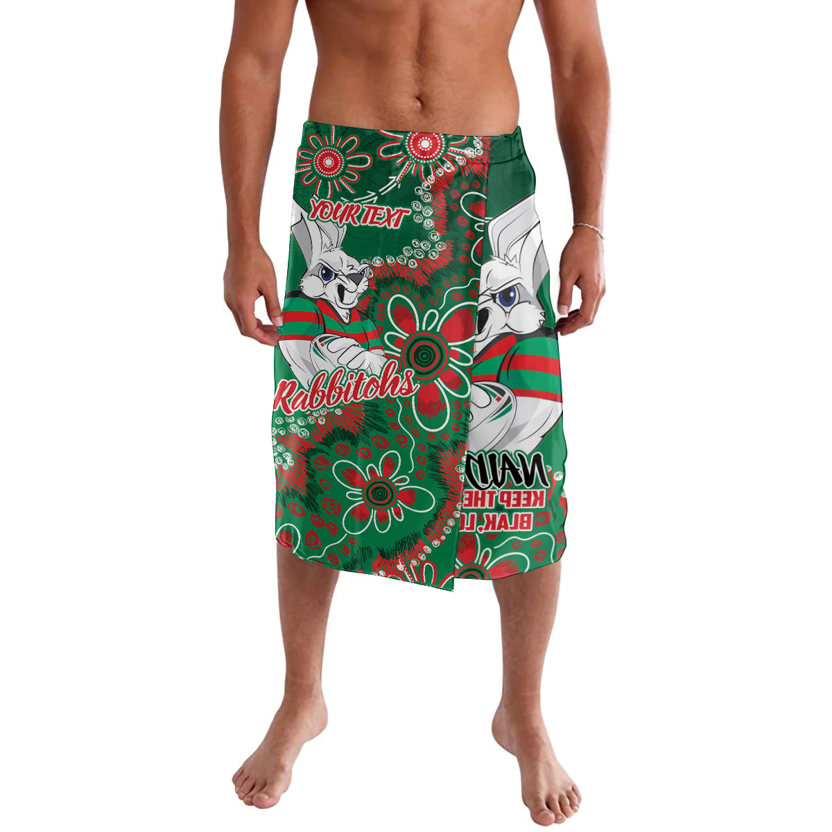 Personalised Rabbitohs NAIDOC Week 2024 Lavalava Aboriginal Fire Burning Sparks