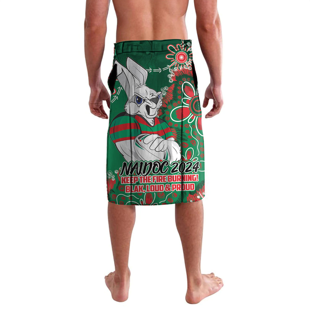 Personalised Rabbitohs NAIDOC Week 2024 Lavalava Aboriginal Fire Burning Sparks