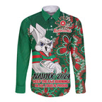 Personalised Rabbitohs NAIDOC Week 2024 Long Sleeve Button Shirt Aboriginal Fire Burning Sparks