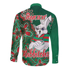Personalised Rabbitohs NAIDOC Week 2024 Long Sleeve Button Shirt Aboriginal Fire Burning Sparks