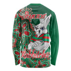 Personalised Rabbitohs NAIDOC Week 2024 Long Sleeve Shirt Aboriginal Fire Burning Sparks