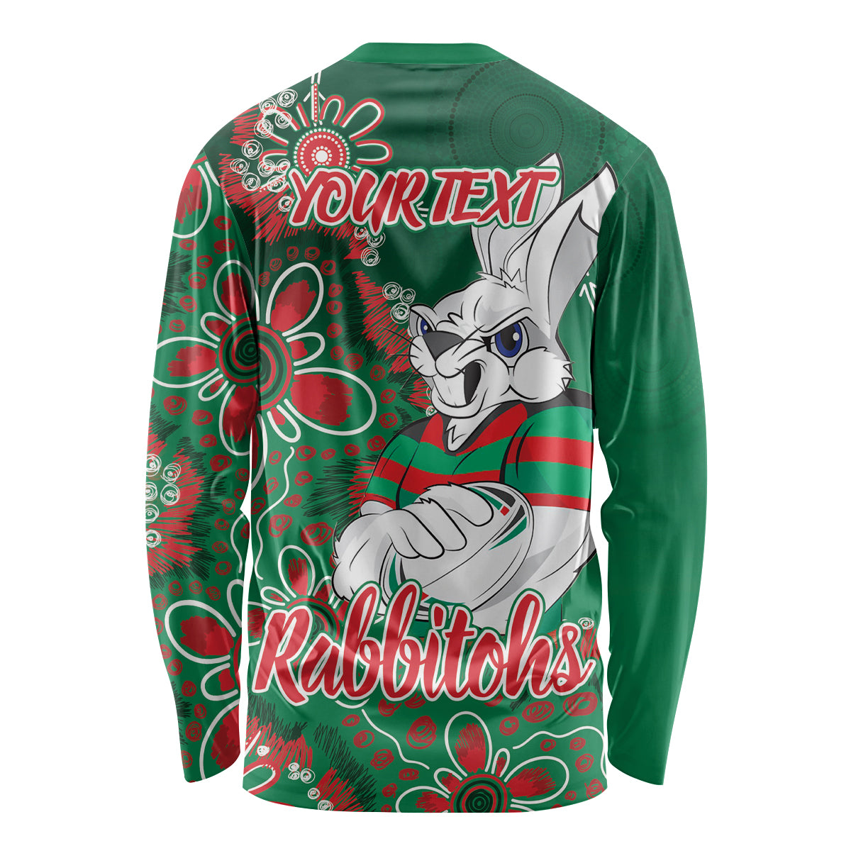 Personalised Rabbitohs NAIDOC Week 2024 Long Sleeve Shirt Aboriginal Fire Burning Sparks