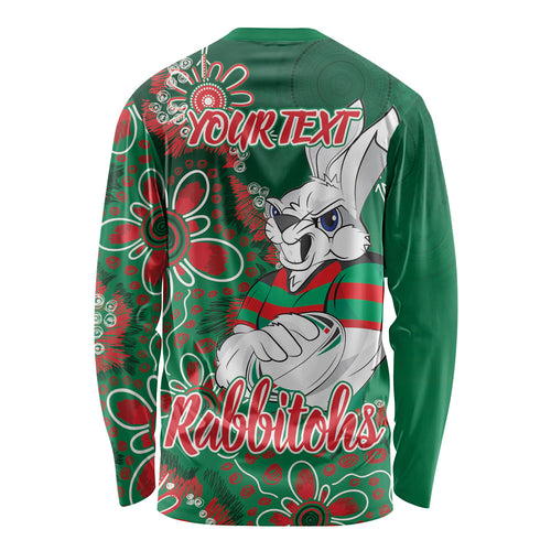 Personalised Rabbitohs NAIDOC Week 2024 Long Sleeve Shirt Aboriginal Fire Burning Sparks
