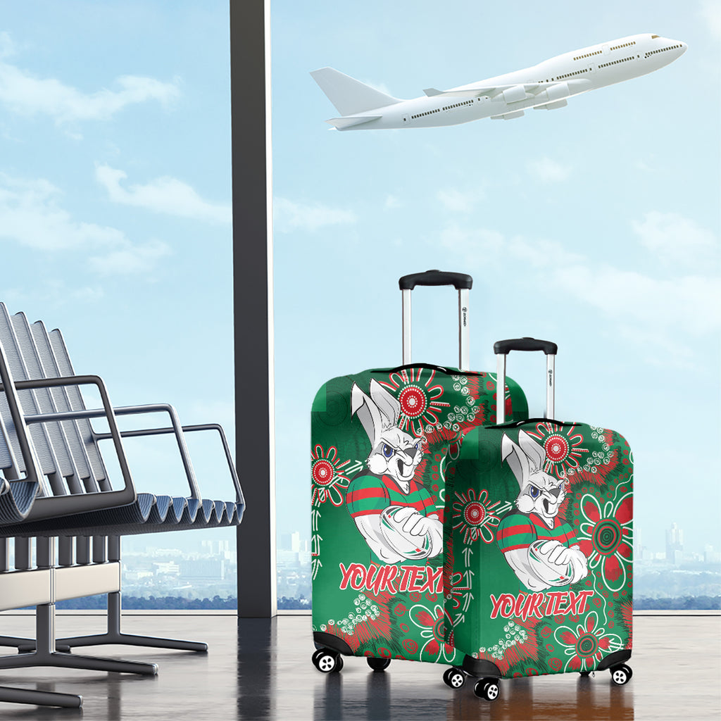 Personalised Rabbitohs NAIDOC Week 2024 Luggage Cover Aboriginal Fire Burning Sparks