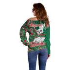 Personalised Rabbitohs NAIDOC Week 2024 Off Shoulder Sweater Aboriginal Fire Burning Sparks