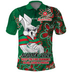 Personalised Rabbitohs NAIDOC Week 2024 Polo Shirt Aboriginal Fire Burning Sparks