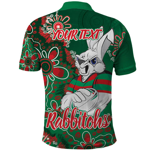 Personalised Rabbitohs NAIDOC Week 2024 Polo Shirt Aboriginal Fire Burning Sparks