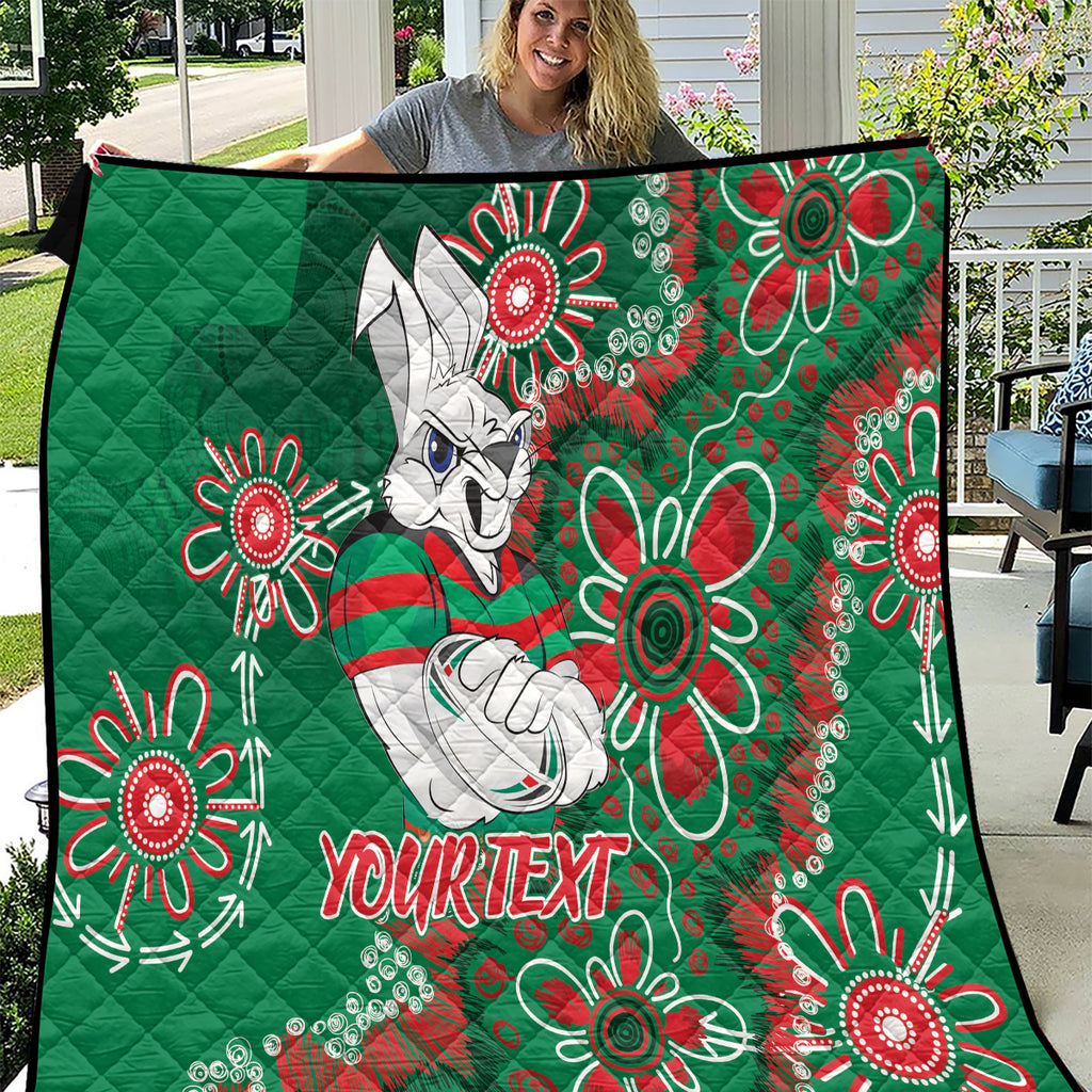 Personalised Rabbitohs NAIDOC Week 2024 Quilt Aboriginal Fire Burning Sparks