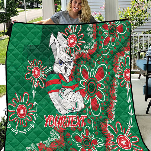 Personalised Rabbitohs NAIDOC Week 2024 Quilt Aboriginal Fire Burning Sparks