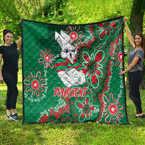 Personalised Rabbitohs NAIDOC Week 2024 Quilt Aboriginal Fire Burning Sparks