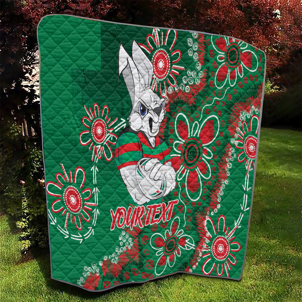 Personalised Rabbitohs NAIDOC Week 2024 Quilt Aboriginal Fire Burning Sparks