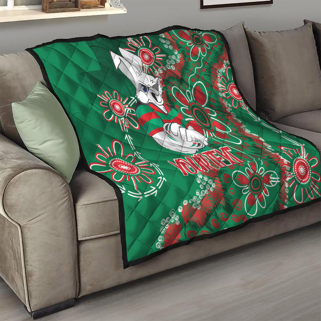 Personalised Rabbitohs NAIDOC Week 2024 Quilt Aboriginal Fire Burning Sparks