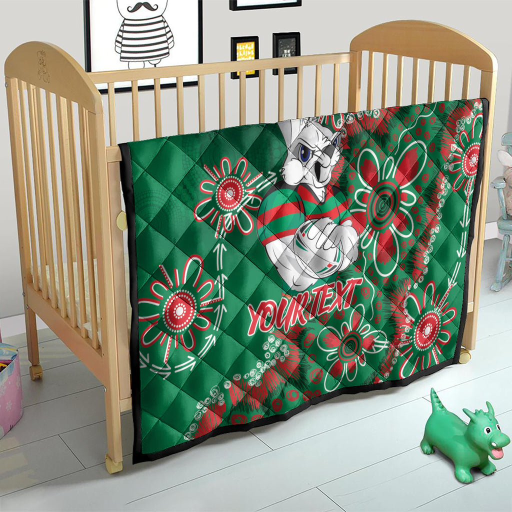 Personalised Rabbitohs NAIDOC Week 2024 Quilt Aboriginal Fire Burning Sparks