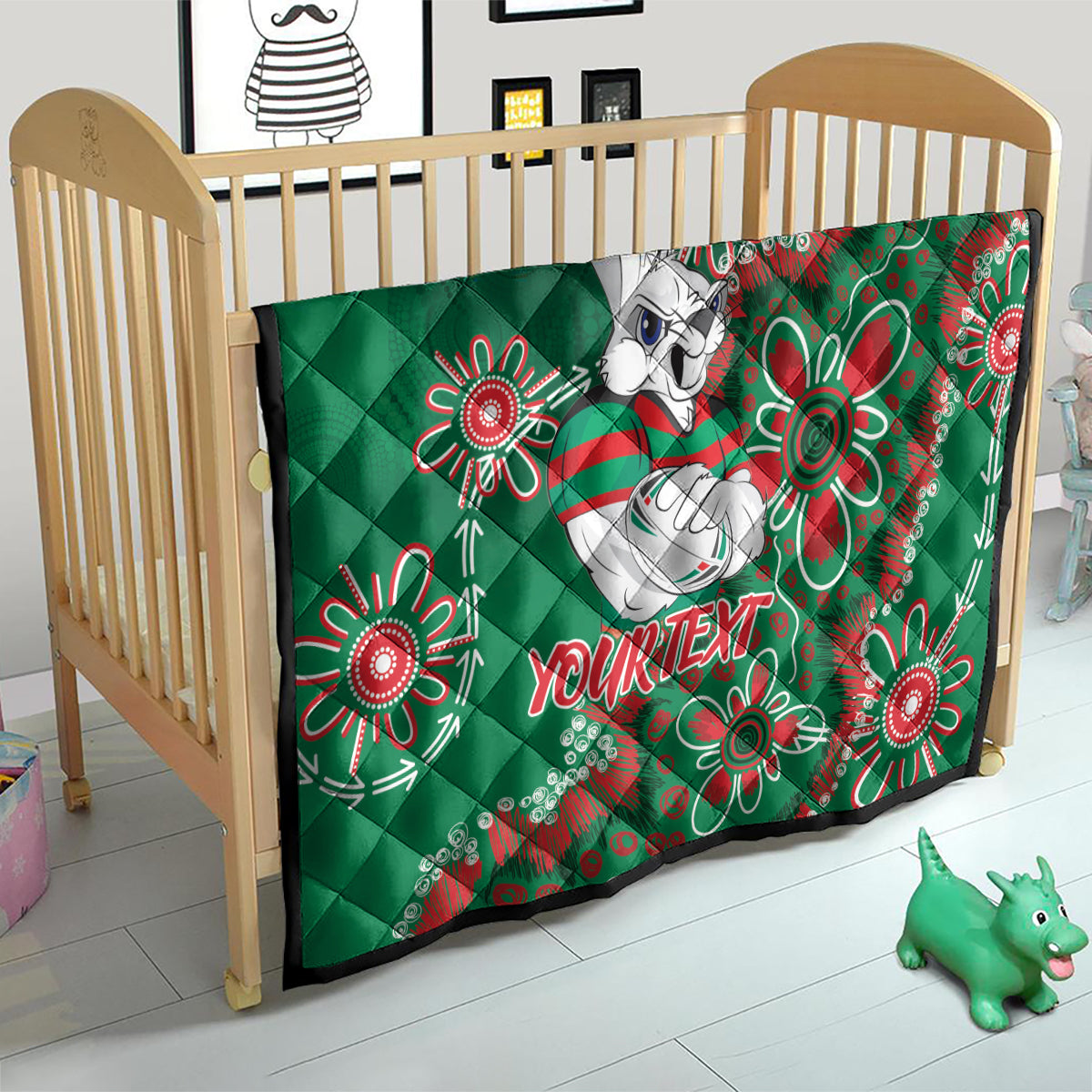 Personalised Rabbitohs NAIDOC Week 2024 Quilt Aboriginal Fire Burning Sparks
