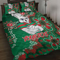 Personalised Rabbitohs NAIDOC Week 2024 Quilt Bed Set Aboriginal Fire Burning Sparks