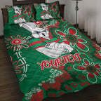 Personalised Rabbitohs NAIDOC Week 2024 Quilt Bed Set Aboriginal Fire Burning Sparks