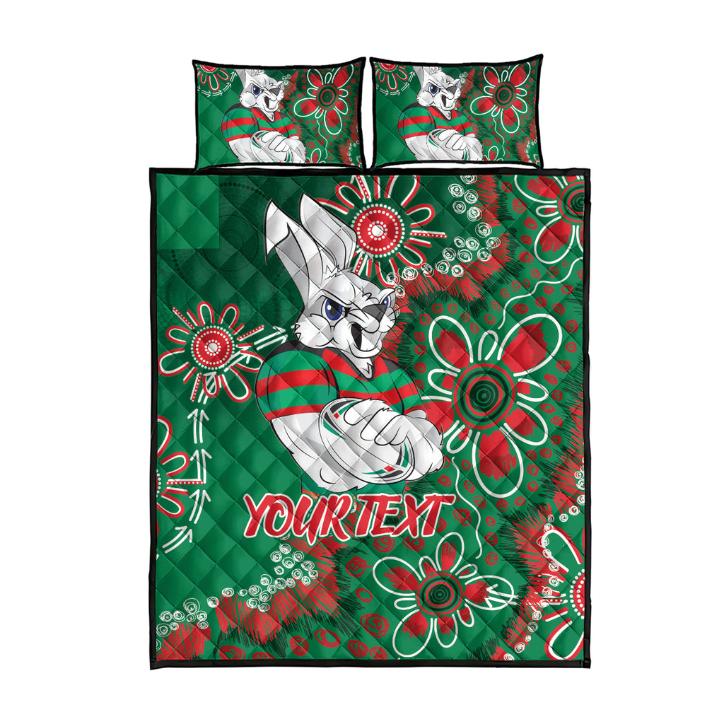Personalised Rabbitohs NAIDOC Week 2024 Quilt Bed Set Aboriginal Fire Burning Sparks