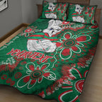 Personalised Rabbitohs NAIDOC Week 2024 Quilt Bed Set Aboriginal Fire Burning Sparks
