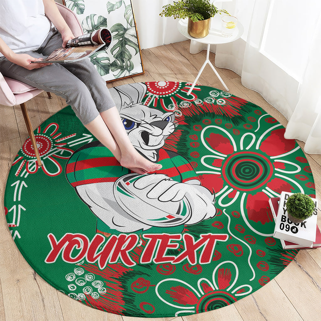 Personalised Rabbitohs NAIDOC Week 2024 Round Carpet Aboriginal Fire Burning Sparks