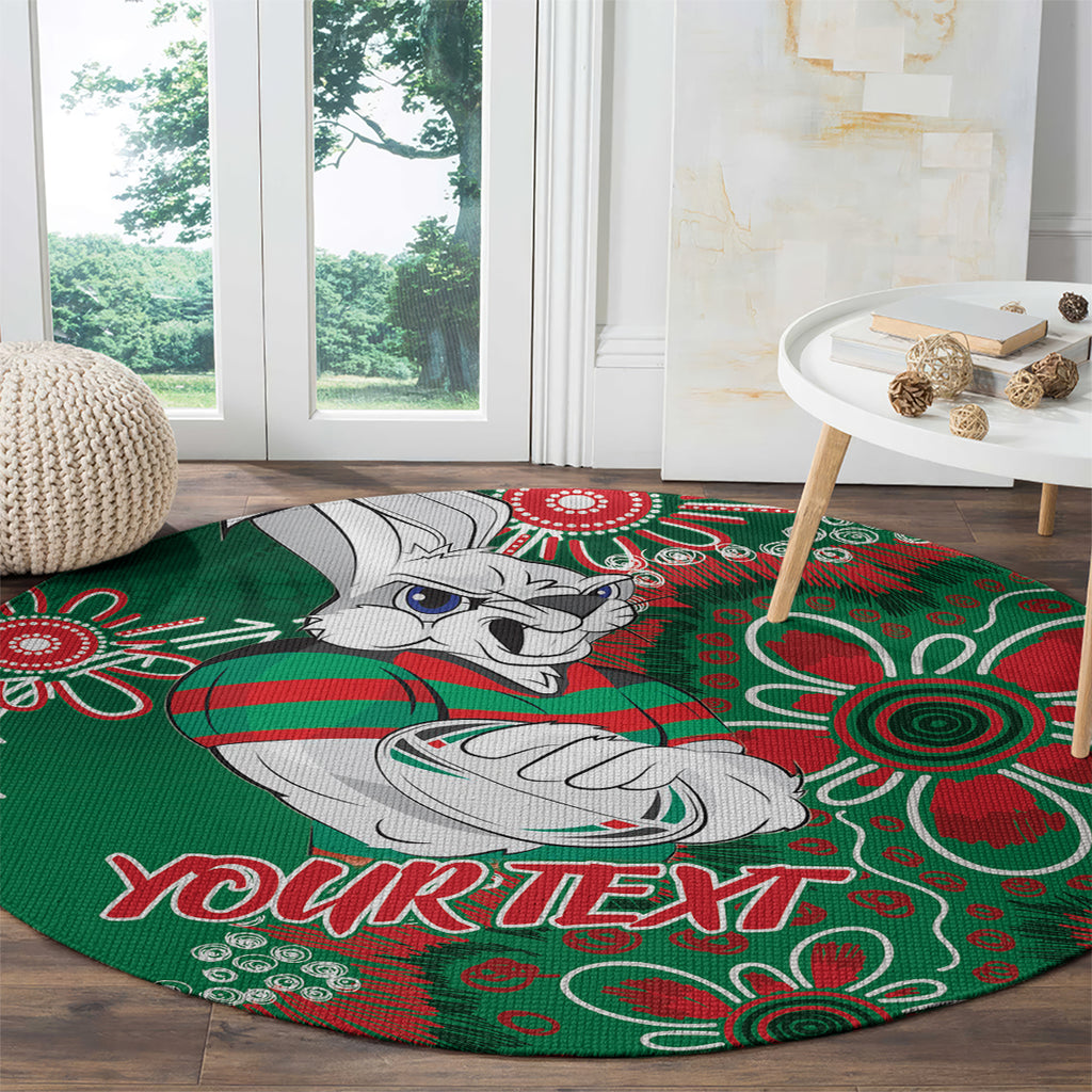 Personalised Rabbitohs NAIDOC Week 2024 Round Carpet Aboriginal Fire Burning Sparks