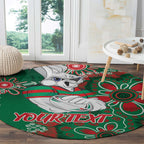 Personalised Rabbitohs NAIDOC Week 2024 Round Carpet Aboriginal Fire Burning Sparks