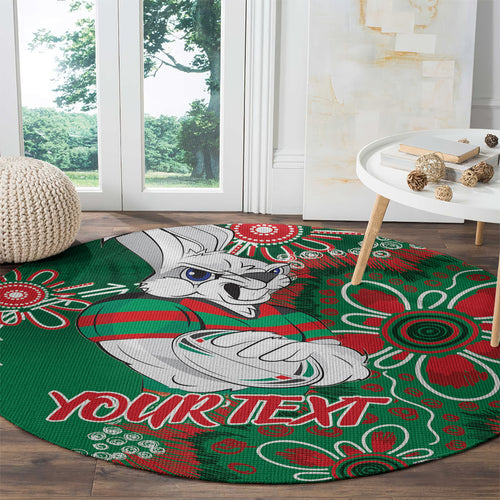 Personalised Rabbitohs NAIDOC Week 2024 Round Carpet Aboriginal Fire Burning Sparks