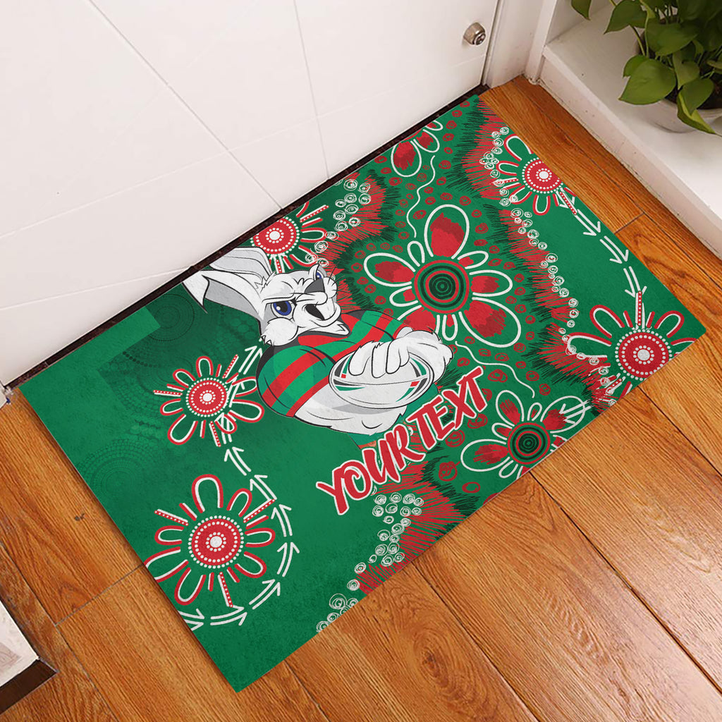 Personalised Rabbitohs NAIDOC Week 2024 Rubber Doormat Aboriginal Fire Burning Sparks