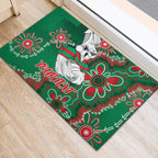 Personalised Rabbitohs NAIDOC Week 2024 Rubber Doormat Aboriginal Fire Burning Sparks
