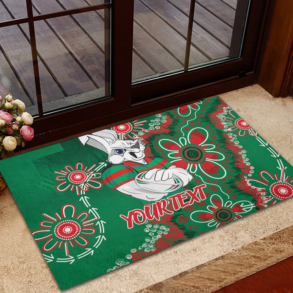 Personalised Rabbitohs NAIDOC Week 2024 Rubber Doormat Aboriginal Fire Burning Sparks