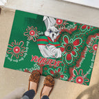 Personalised Rabbitohs NAIDOC Week 2024 Rubber Doormat Aboriginal Fire Burning Sparks