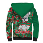 Personalised Rabbitohs NAIDOC Week 2024 Sherpa Hoodie Aboriginal Fire Burning Sparks