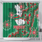 Personalised Rabbitohs NAIDOC Week 2024 Shower Curtain Aboriginal Fire Burning Sparks