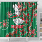 Personalised Rabbitohs NAIDOC Week 2024 Shower Curtain Aboriginal Fire Burning Sparks