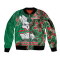 Personalised Rabbitohs NAIDOC Week 2024 Sleeve Zip Bomber Jacket Aboriginal Fire Burning Sparks