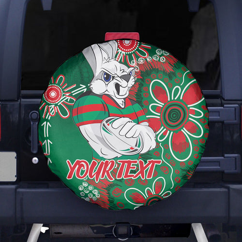 Personalised Rabbitohs NAIDOC Week 2024 Spare Tire Cover Aboriginal Fire Burning Sparks