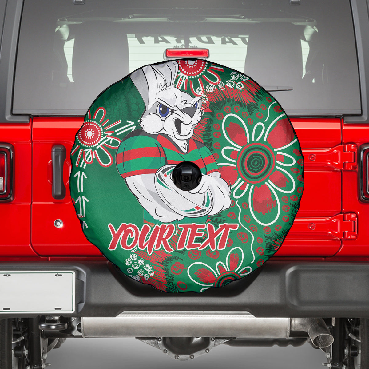 Personalised Rabbitohs NAIDOC Week 2024 Spare Tire Cover Aboriginal Fire Burning Sparks