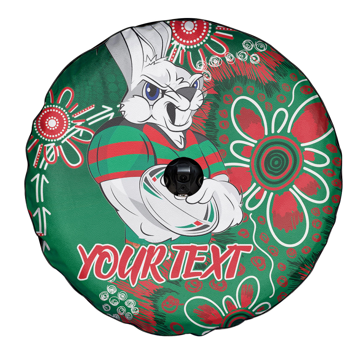 Personalised Rabbitohs NAIDOC Week 2024 Spare Tire Cover Aboriginal Fire Burning Sparks