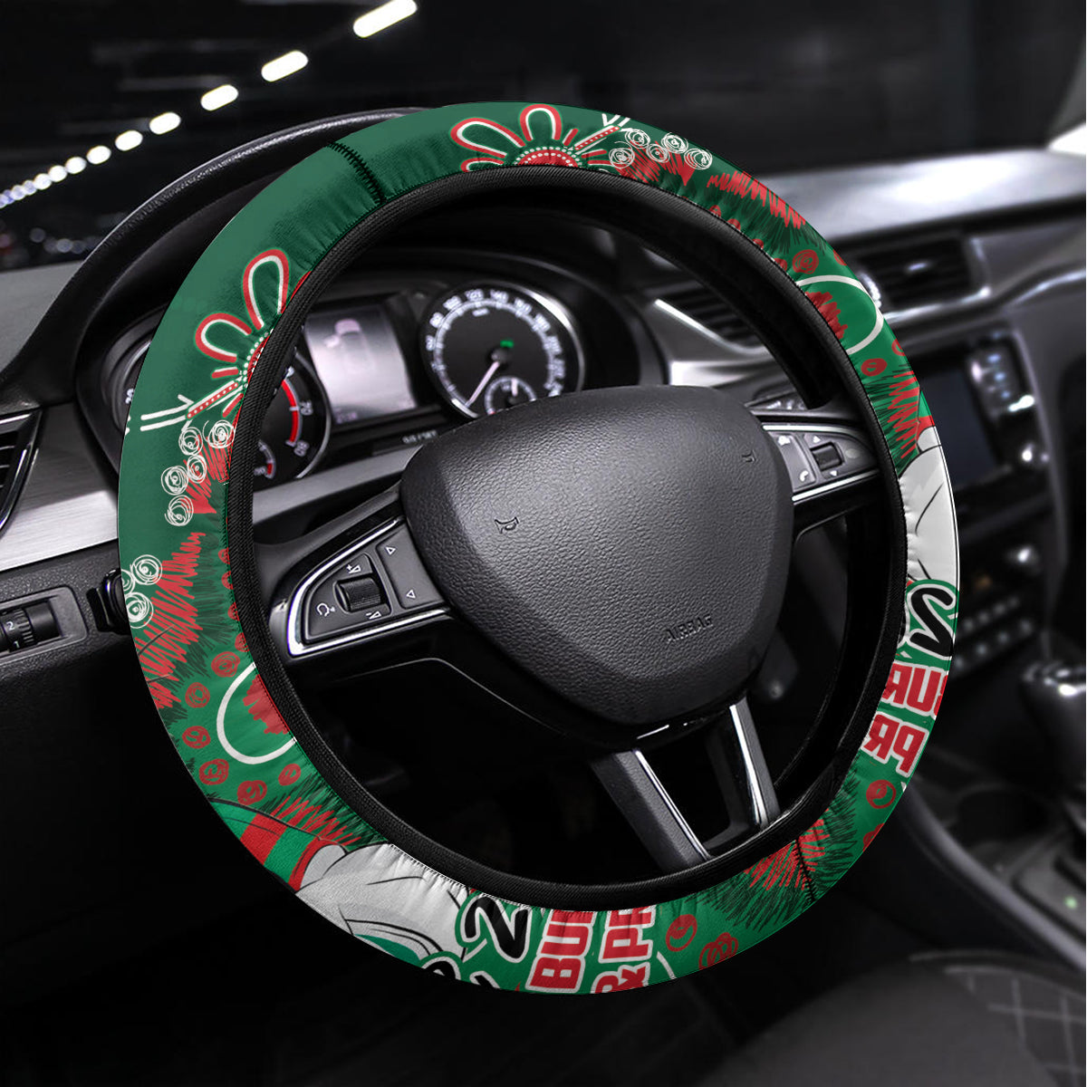 Rabbitohs NAIDOC Week 2024 Steering Wheel Cover Aboriginal Fire Burning Sparks