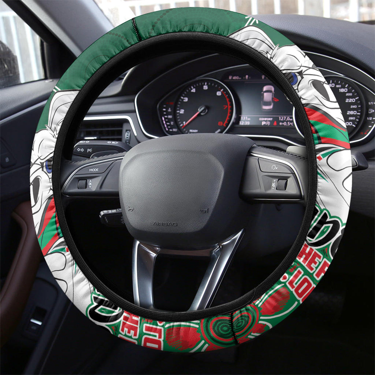 Rabbitohs NAIDOC Week 2024 Steering Wheel Cover Aboriginal Fire Burning Sparks