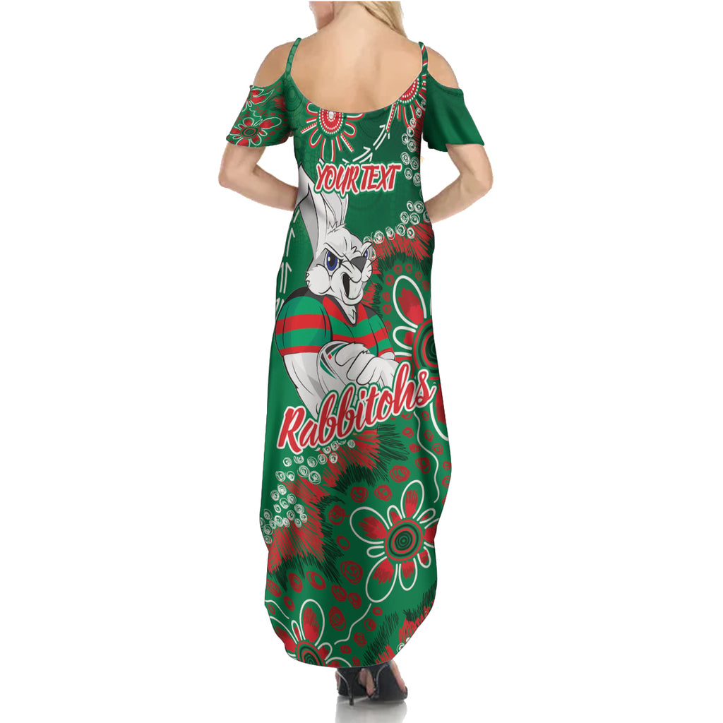 Personalised Rabbitohs NAIDOC Week 2024 Summer Maxi Dress Aboriginal Fire Burning Sparks