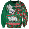 Personalised Rabbitohs NAIDOC Week 2024 Sweatshirt Aboriginal Fire Burning Sparks